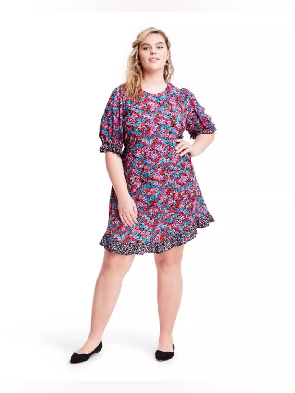 NWT RIXO Floral Keyhole Dress in Pink, Teal and Purple SIZE 16W/18W